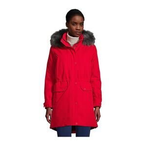 Lands’ End Women's Expedition Red Waterproof Winter Down Parka Coat Size L New